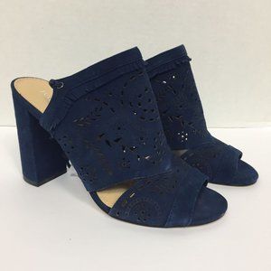 New IVANKA TRUMP Blue Suede Leather Laser Cut Pump Booties Shoes Size 6.5